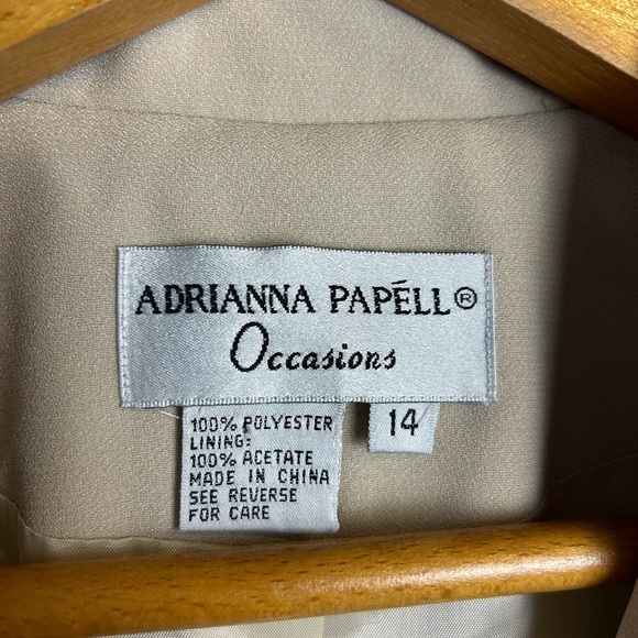 VTG Y2K Adrianna Papel Occasion 14 Blazer Beaded Sequins Tan one Button Preppy - Picture 9 of 16